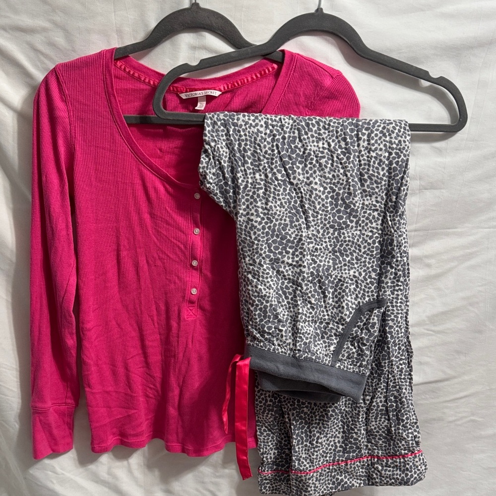 Victoria's Secret Fuchsia Top with Animal Print Pants